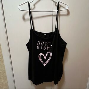 Black Good Night Sleeveless Camisole with Ruffles